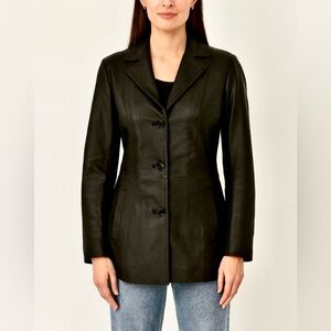 LNR by La Nouvelle Black Genuine Leather Women's Jacket sz S /6US